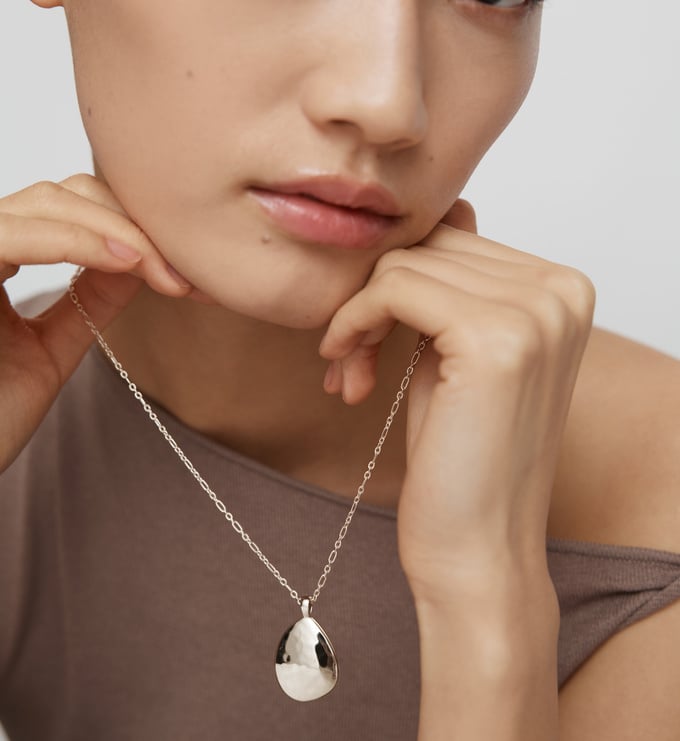 Sterling Silver Deia Pebble Locket Chain Necklace - Monica Vinader