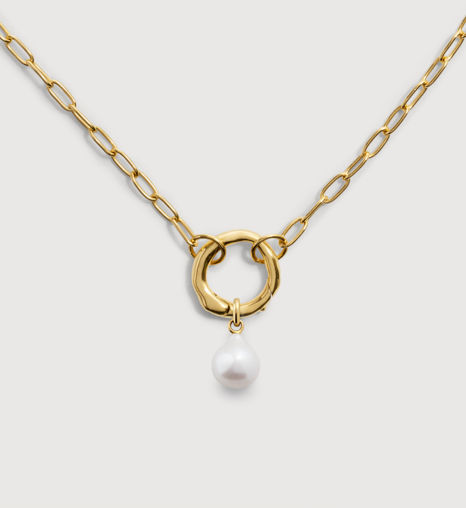 Barqoue Pearl Small Charm Necklace - Monica Vinader