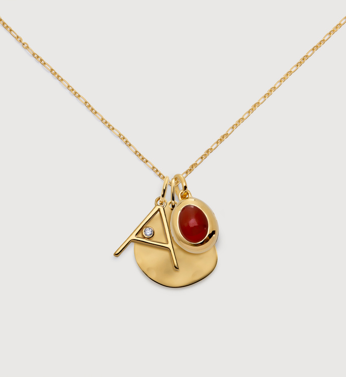 Birthstone, Siren & Diamond Initial Chain Necklace - Monica Vinader