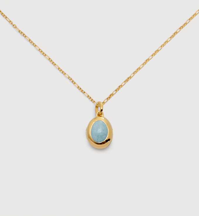 March Birthstone Locket Chain Necklace - Monica Vinader
