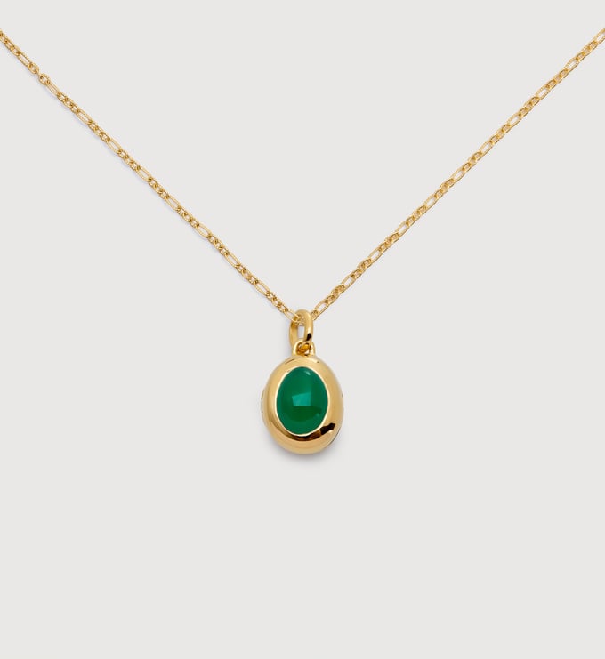 May Birthstone Locket Chain Necklace - Monica Vinader