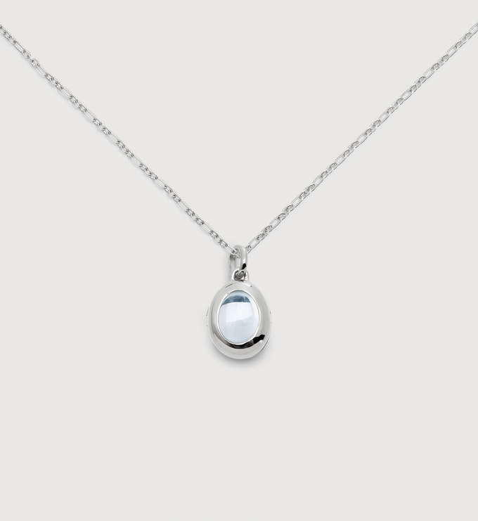 Sterling Silver April Birthstone Locket Chain Necklace - Monica Vinader
