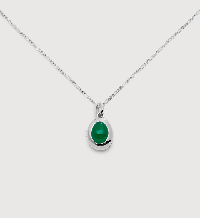Sterling Silver May Birthstone Locket Chain Necklace - Monica Vinader
