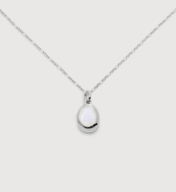 Sterling Silver June Birthstone Locket Chain Necklace - Monica Vinader