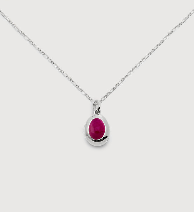 Sterling Silver July Birthstone Locket Chain Necklace - Monica Vinader