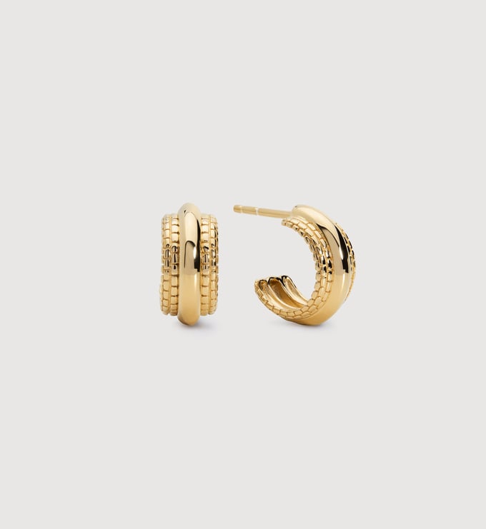 Gold Vermeil Heirloom Bold Huggie Earrings - Monica Vinader