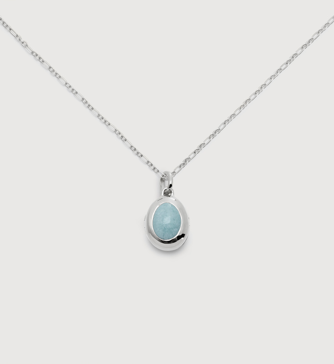 Sterling Silver March Birthstone Locket Chain Necklace - Monica Vinader