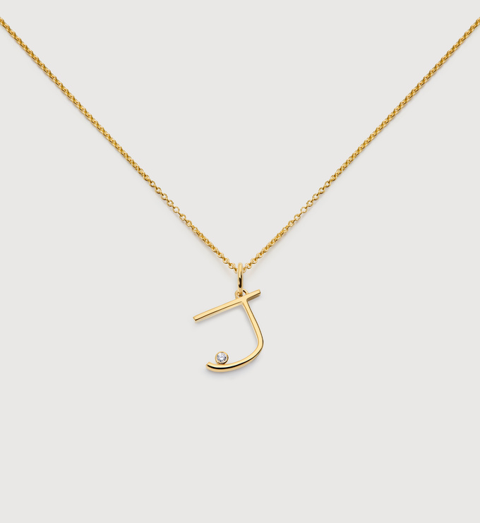 Solitaire Diamond Initial J Chain Necklace - Monica Vinader