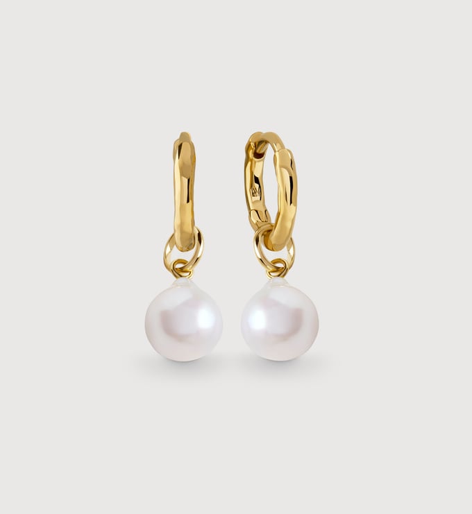 Baroque Pearl Small Pendant Huggie Earrings Set - Monica Vinader
