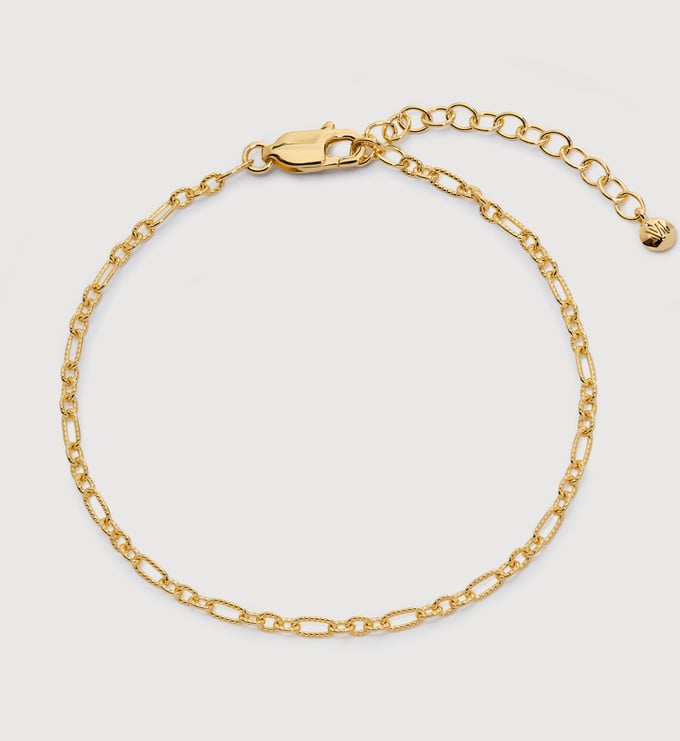 Gold Vermeil Textured Link Chain Bracelet - Monica Vinader