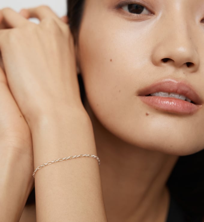 Sterling Silver Textured Link Chain Bracelet - Monica Vinader