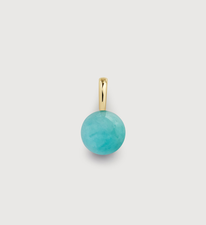 Gold YG Round Gemstone Pendant Charm - Amazonite - Monica Vinader
