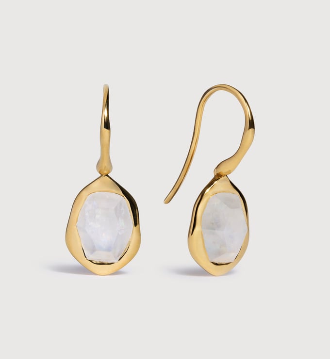 Gold Vermeil Odyssey Gemstone Wire Earrings - Moonstone - Monica Vinader