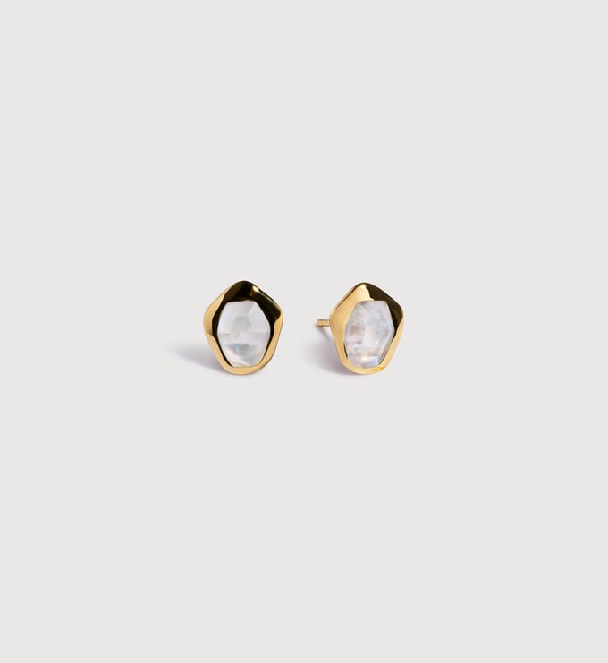 Gold Vermeil Odyssey Gemstone Stud Earrings - Moonstone - Monica Vinader