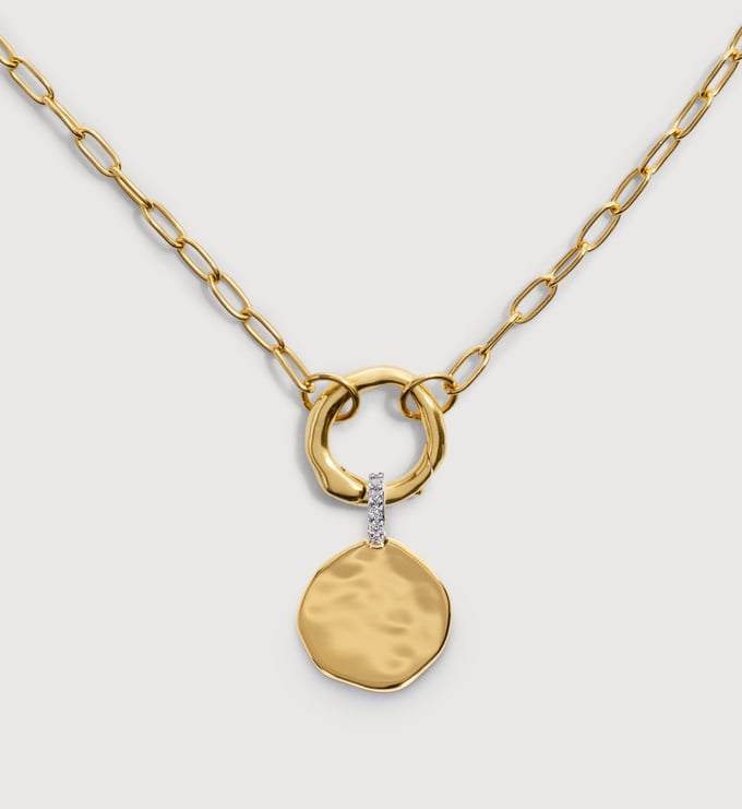 Diamond Coin Charm Necklace - Monica Vinader