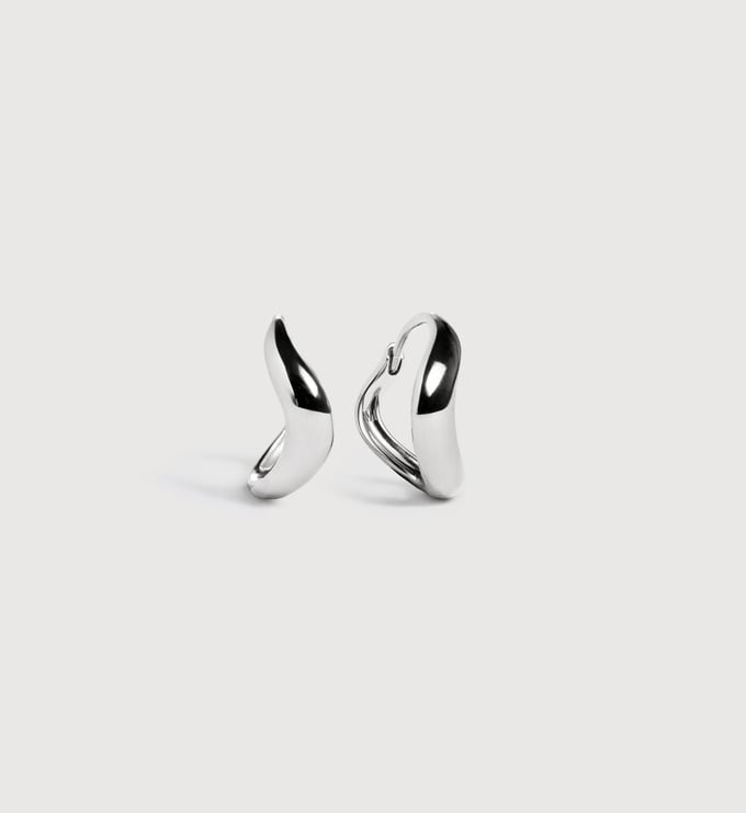 Sterling Silver Swirl Huggie Earrings - Monica Vinader