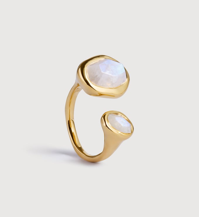 Gold Vermeil Odyssey Gemstone Open Ring - Moonstone - Monica Vinader