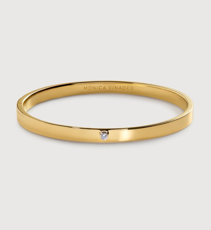 Gold Vermeil Solitaire Diamond Bangle - Lab Grown Diamond - Monica Vinader