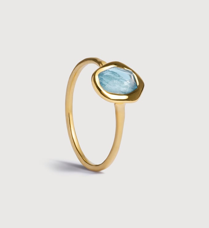 Gold Vermeil Odyssey Gemstone Ring - Aquamarine - Monica Vinader