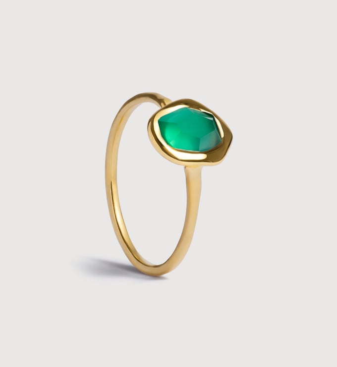 Gold Vermeil Odyssey Gemstone Ring - Green Onyx - Monica Vinader