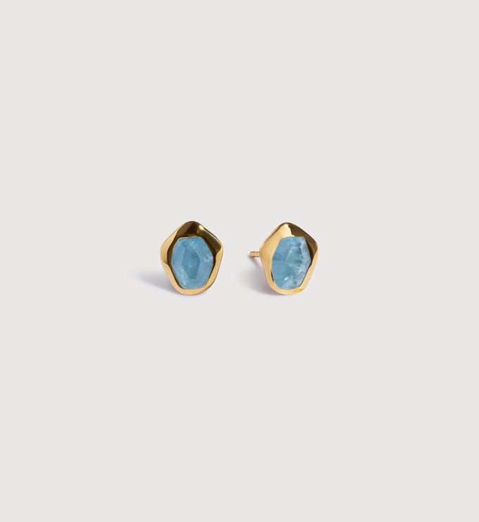 Gold Vermeil Odyssey Gemstone Stud Earrings - Aquamarine - Monica Vinader