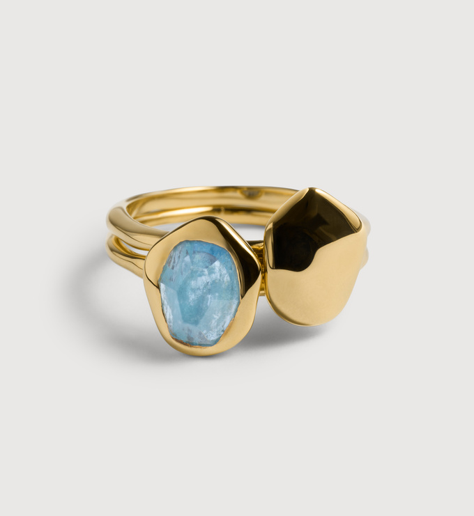 Odyssey Aquamarine Stacking Ring Set - Monica Vinader