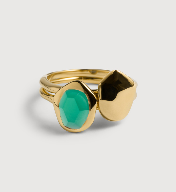 Odyssey Green Onyx Stacking Ring Set  - Monica Vinader