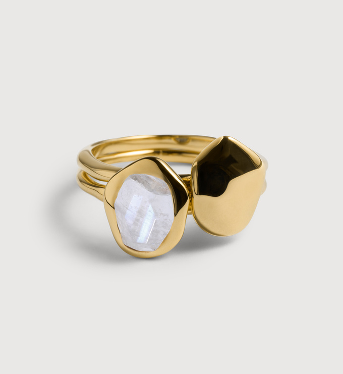 Odyssey Moonstone Stacking Ring Set - Monica Vinader