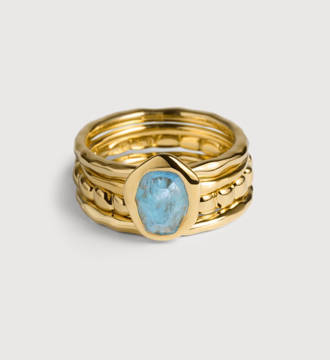 Odyssey Aquamarine Stacking Ring Set - Monica Vinader