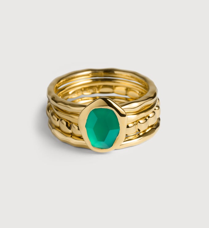 Odyssey Green Onyx Stacking Ring Set - Monica Vinader