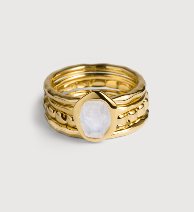 Odyssey Moonstone Stacking Ring Set - Monica Vinader