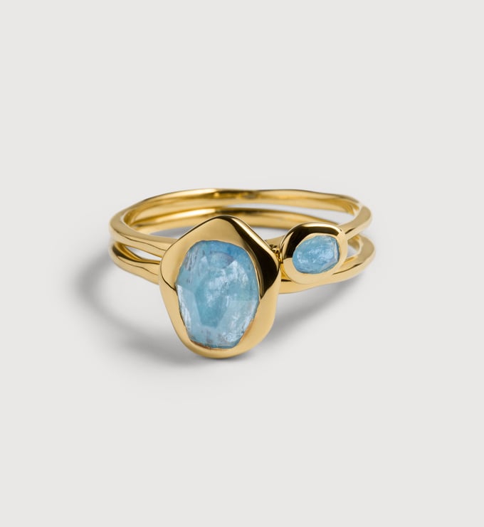 Odyssey Aquamarine Stacking Ring Set - Monica Vinader