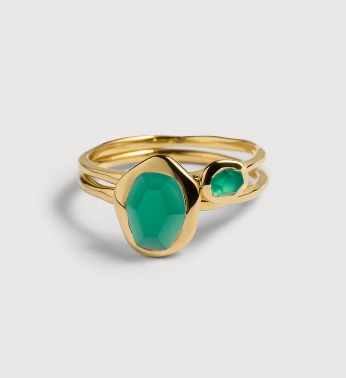 Odyssey Green Onyx Stacking Ring Set - Monica Vinader