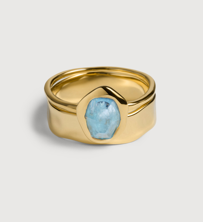 Odyssey Aquamarine Stacking Ring Set - Monica Vinader