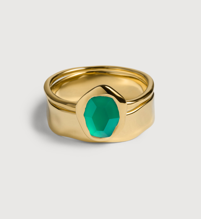 Odyssey Green Onyx Stacking Ring Set - Monica Vinader