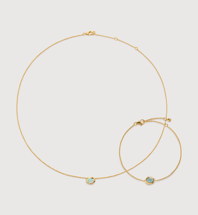 Odyssey Aquamarine Necklace and Bracelet Set - Monica Vinader