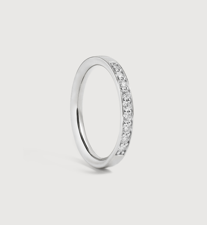 Sterling Silver Essential Pavé Diamond Ring - Lab Grown Diamond - Monica Vinader