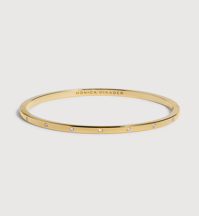 Gold Vermeil Essential Diamond Station Bangle - Lab Grown Diamond - Monica Vinader