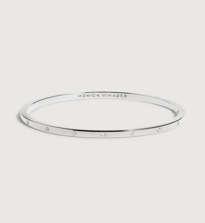 Sterling Silver Essential Diamond Station Bangle - Lab Grown Diamond - Monica Vinader