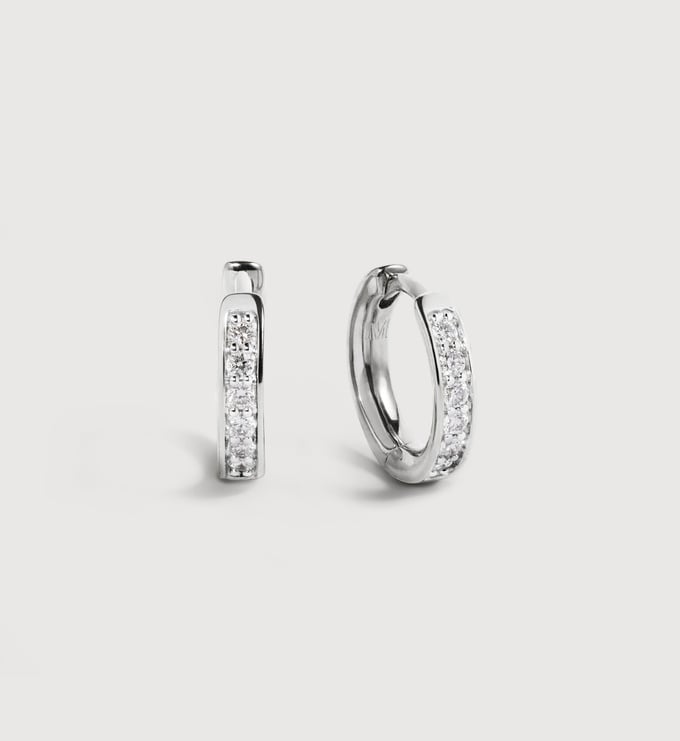 Sterling Silver Essential Diamond Huggie Earrings - Lab Grown Diamond - Monica Vinader