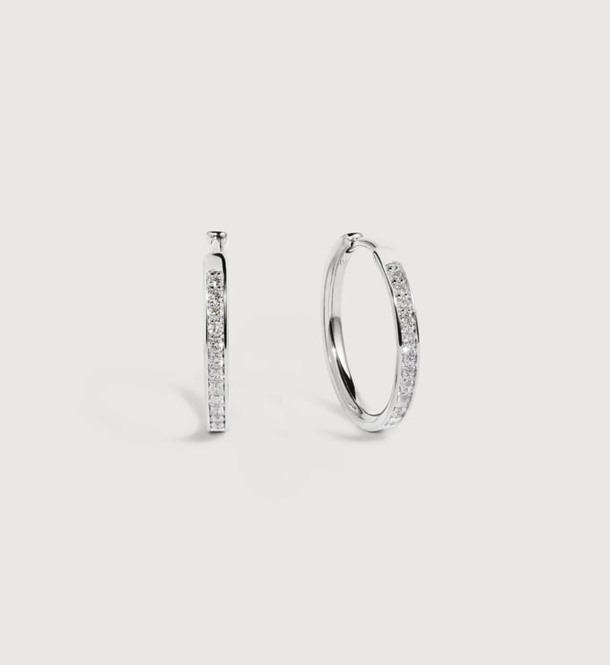 Sterling Silver Essential Diamond Small Hoop Earrings - Lab Grown Diamond - Monica Vinader