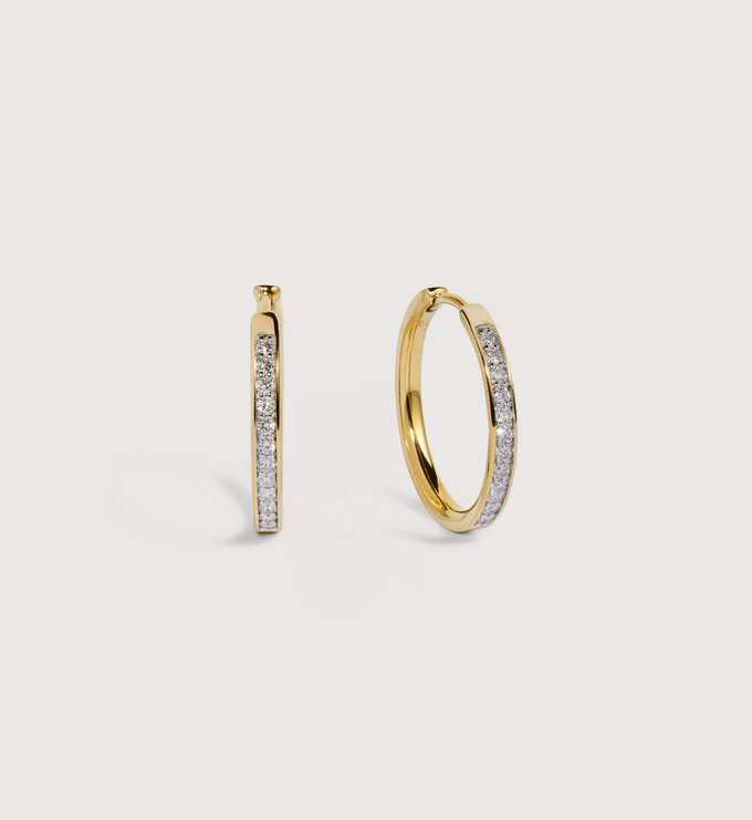 Gold Vermeil Essential Diamond Small Hoop Earrings - Lab Grown Diamond - Monica Vinader