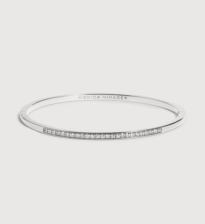 Sterling Silver Essential Diamond Bangle - Lab Grown Diamond - Monica Vinader