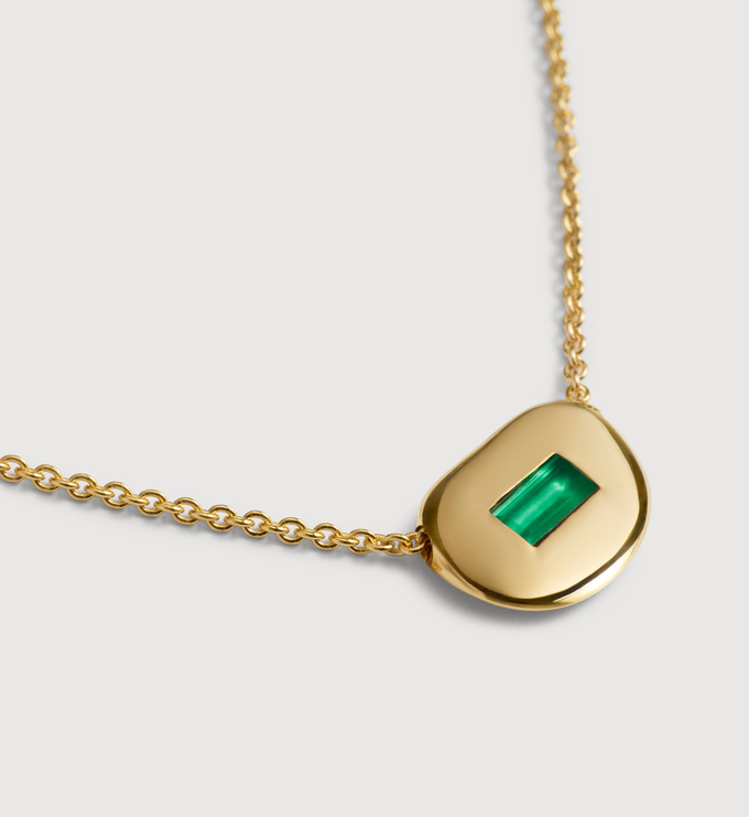 Gold Vermeil Gemdrop Soft Oval Chain Necklace - Green Onyx - Monica Vinader