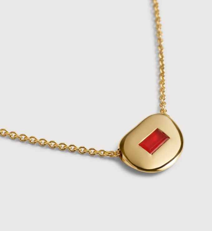 Gold Vermeil Gemdrop Soft Oval Chain Necklace - Red Onyx - Monica Vinader