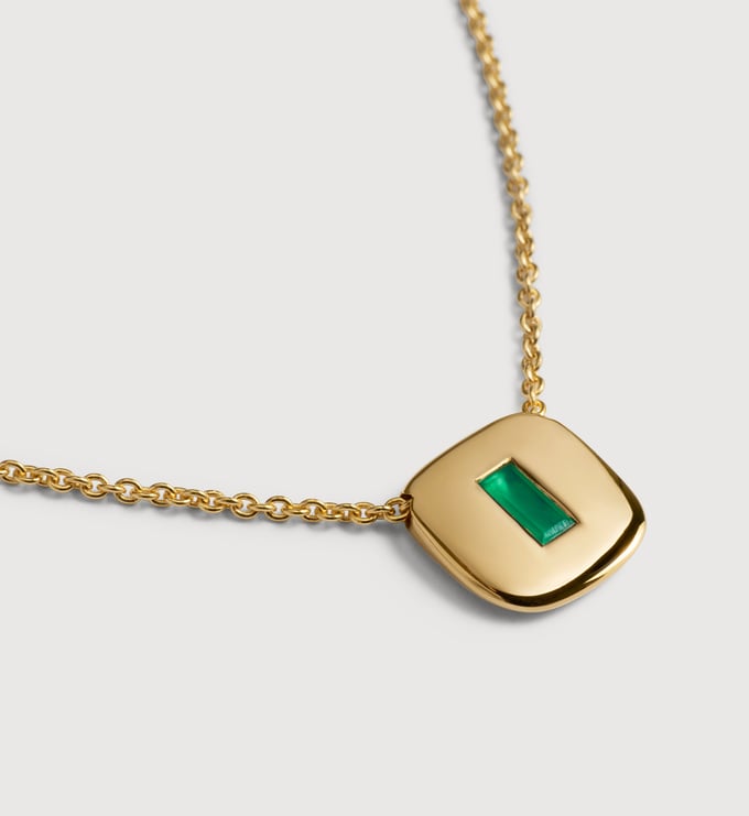 Gold Vermeil Gemdrop Chain Necklace - Green Onyx - Monica Vinader