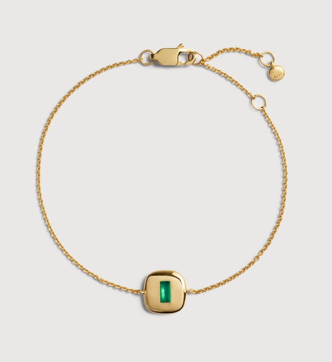 Gold Vermeil Gemdrop Chain Bracelet - Green Onyx - Monica Vinader