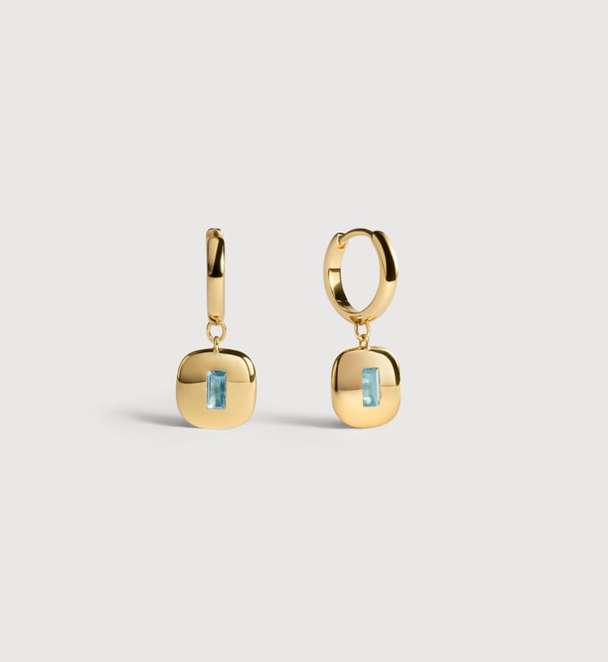 Gold Vermeil Gemdrop Small Hoop Earrings - Blue Topaz - Monica Vinader