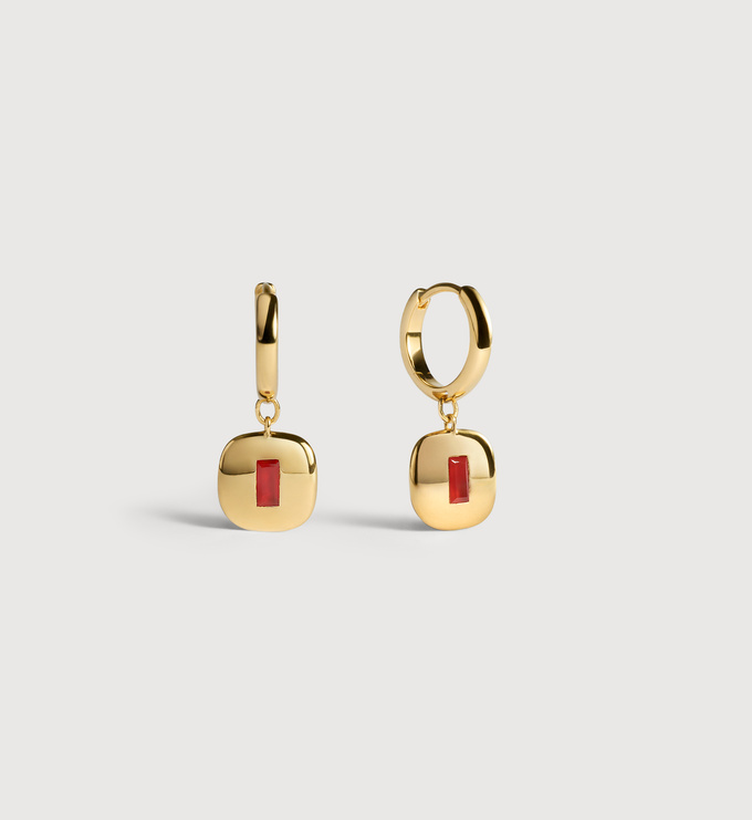 Gold Vermeil Gemdrop Small Hoop Earrings - Red Onyx - Monica Vinader