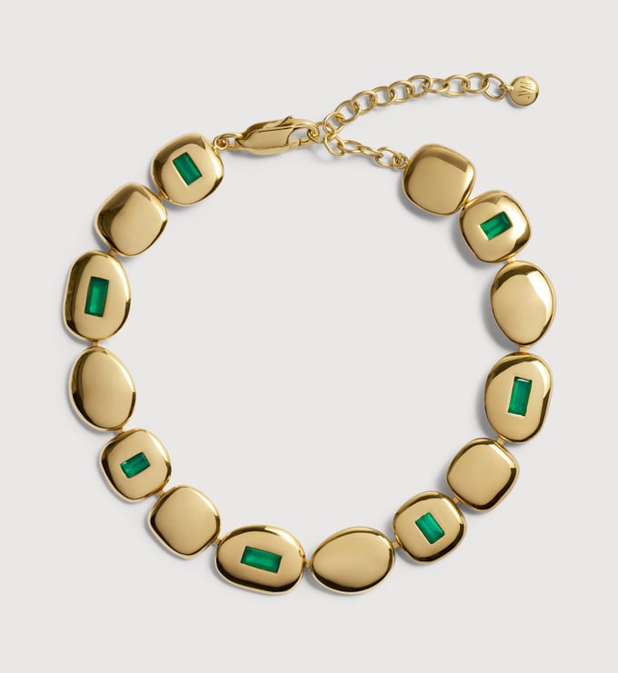 Gold Vermeil Gemdrop Mosaic Bracelet - Green Onyx - Monica Vinader